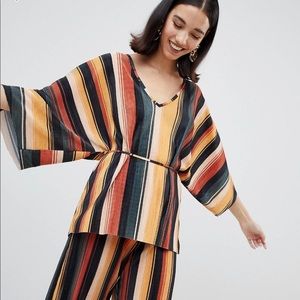 River Island Plisse Blouse with tie waist M